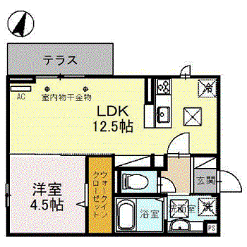 LUCE SOLARE(1LDK/1階)の間取り写真