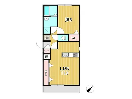 プラザマンション(1LDK/1階)の間取り写真