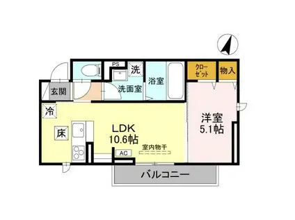 CLASSEUM幸西III(1LDK/1階)の間取り写真