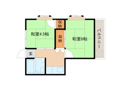 第1奥住コーポ(2K/2階)の間取り写真