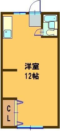 M・Kハイツ(ワンルーム/2階)の間取り写真