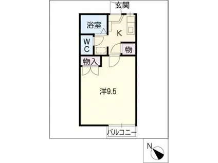 プレミールサンポー(1K/2階)の間取り写真