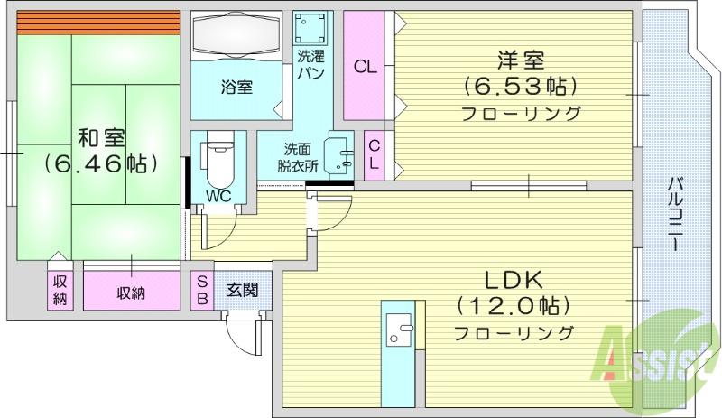 レジュウィールE(2LDK/2階)の間取り写真
