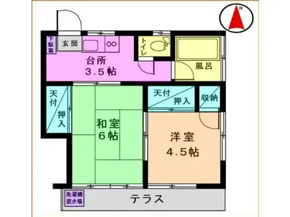 ひぐち荘(2K/1階)の間取り写真