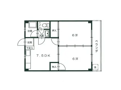 島本マンション(2DK/3階)の間取り写真