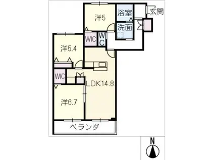 メゾン天白公園東 E棟(3LDK/4階)の間取り写真