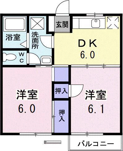 ウィナーズ・パレス(2DK/2階)の間取り写真