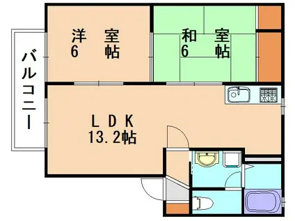 ヴェルドミール(2LDK/1階)の間取り写真