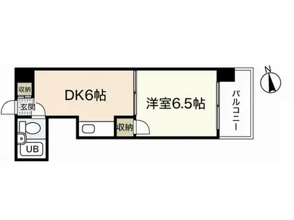 パティシェール吉川(1DK/6階)の間取り写真