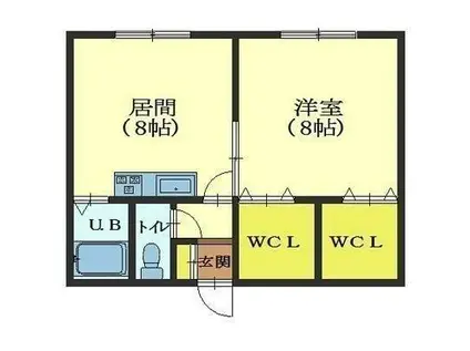 ハイライズ高丘(1DK/2階)の間取り写真