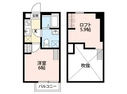 PLUMERIE東浦和(1K/2階)の間取り写真