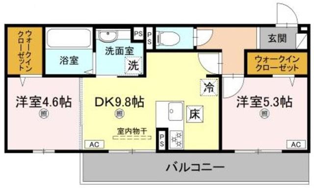 エレガンス ビュー(2LDK/1階)の間取り写真