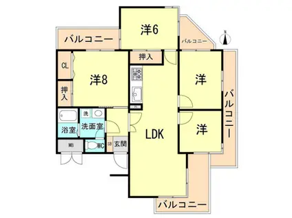 ユニライフ甲子園(4LDK/4階)の間取り写真