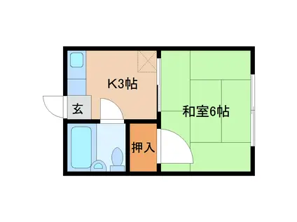 ハイツ一条II(1K/2階)の間取り写真