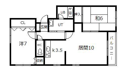ガーデンハウス(2LDK/4階)の間取り写真