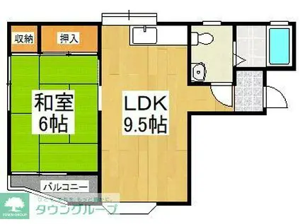 シャローム(1LDK/1階)の間取り写真