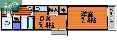 パルロイヤル東古松(1DK/2階)の間取り写真