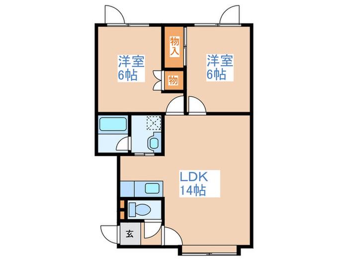ハイ・ブリッチI(2LDK/3階)の間取り写真