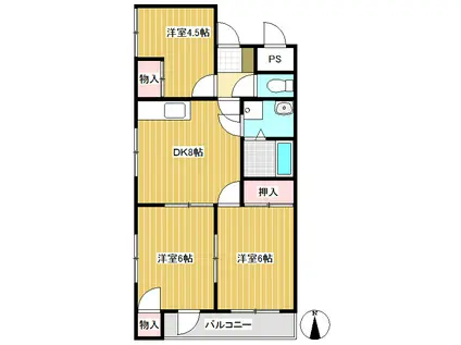 ロイヤルコーワ(3DK/3階)の間取り写真