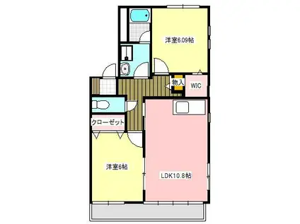 アクアス コヒジ(2LDK/1階)の間取り写真