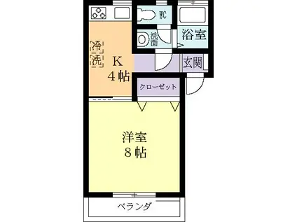 プリエールC(1K/1階)の間取り写真