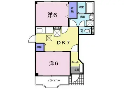 サンロード福山B(2DK/1階)の間取り写真