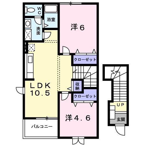 サニ-・エクセレントB(2LDK/2階)の間取り写真