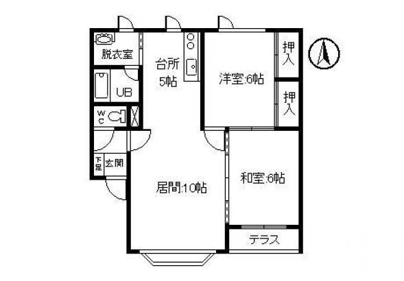 ハッピーハウス12A(2LDK/2階)の間取り写真