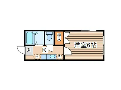 ハイツハーモニー(1K/2階)の間取り写真