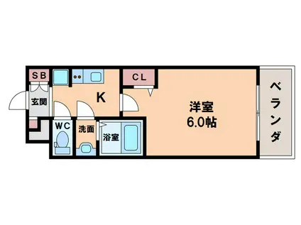 プレサンス天王寺ヴィヴァン(1K/2階)の間取り写真