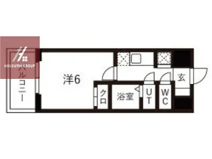 ワールドアイ大阪城イーストⅢ(1K/2階)の間取り写真