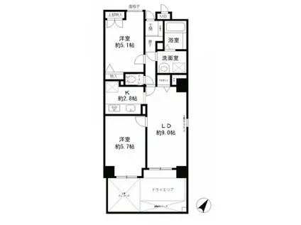 レジディア六本木檜町公園(2LDK/1階)の間取り写真