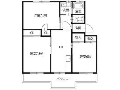 メナーハイツ藍(3DK/3階)の間取り写真