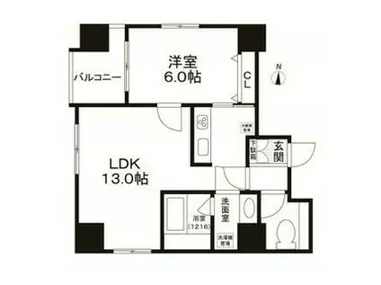 エスペランサK錦糸町(1LDK/15階)の間取り写真