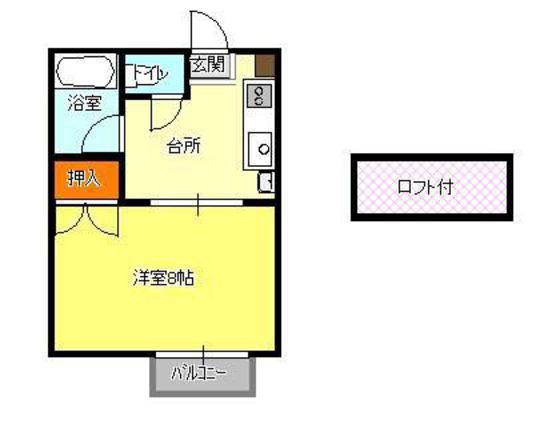K&T98(1K/2階)の間取り写真
