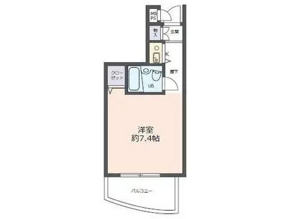 コスモスパジオ東大島(ワンルーム/2階)の間取り写真