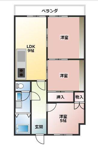 VIASACRA岩出(3DK/2階)の間取り写真