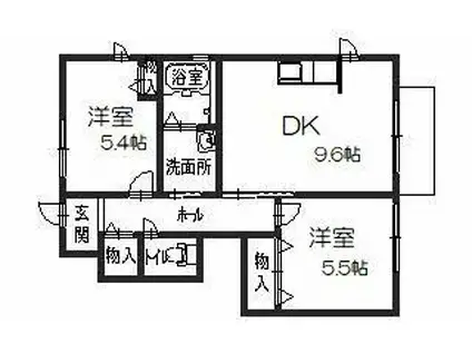 ディアス赤坂(2DK/1階)の間取り写真