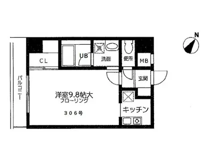 アルファ浅草(ワンルーム/3階)の間取り写真