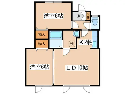 ハイツカネミII(2LDK/1階)の間取り写真