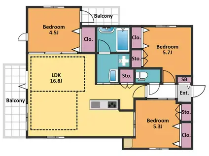 カーサ・ドマーニ(3LDK/2階)の間取り写真