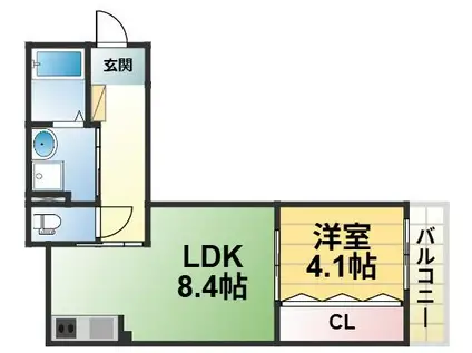OGAR COURT FUSE(1LDK/2階)の間取り写真