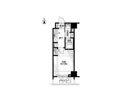 プレール・ドゥーク浜松町(1K/11階)の間取り写真