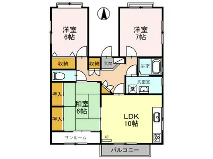 サンテラス松井二の宮(3LDK/3階)の間取り写真