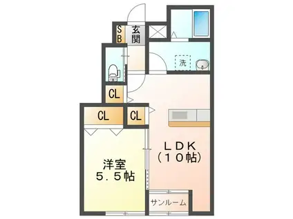 MYカメリア(1LDK/1階)の間取り写真