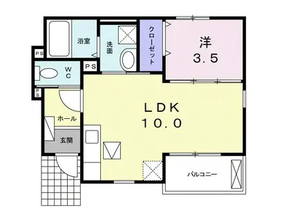デルタA(1LDK/1階)の間取り写真