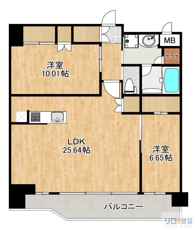 プレジオ宝塚ASIAN(2LDK/4階)の間取り写真