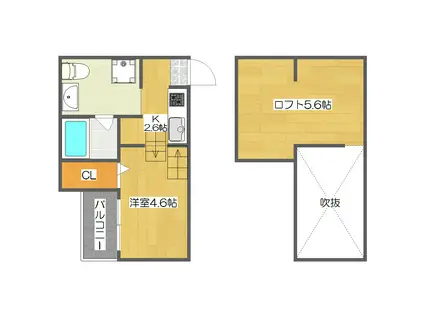 REVE住之江(1K/2階)の間取り写真