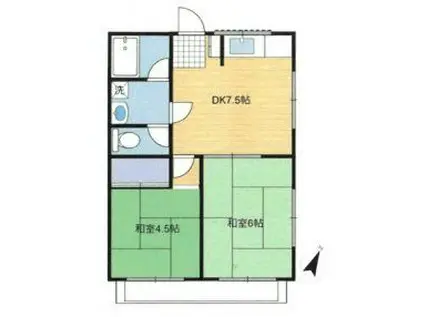 サンロードタナカ(2DK/2階)の間取り写真