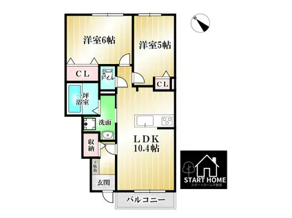 メイプレーヌ D(2LDK/1階)の間取り写真